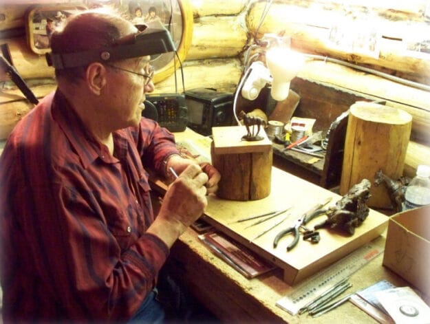 Harvey working in his studio