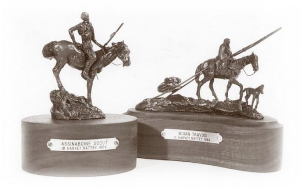 Assinaboin Scout and Indian Travois